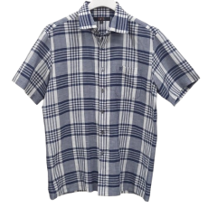 닥스 남색 체크 모시 반팔 셔츠 (105)